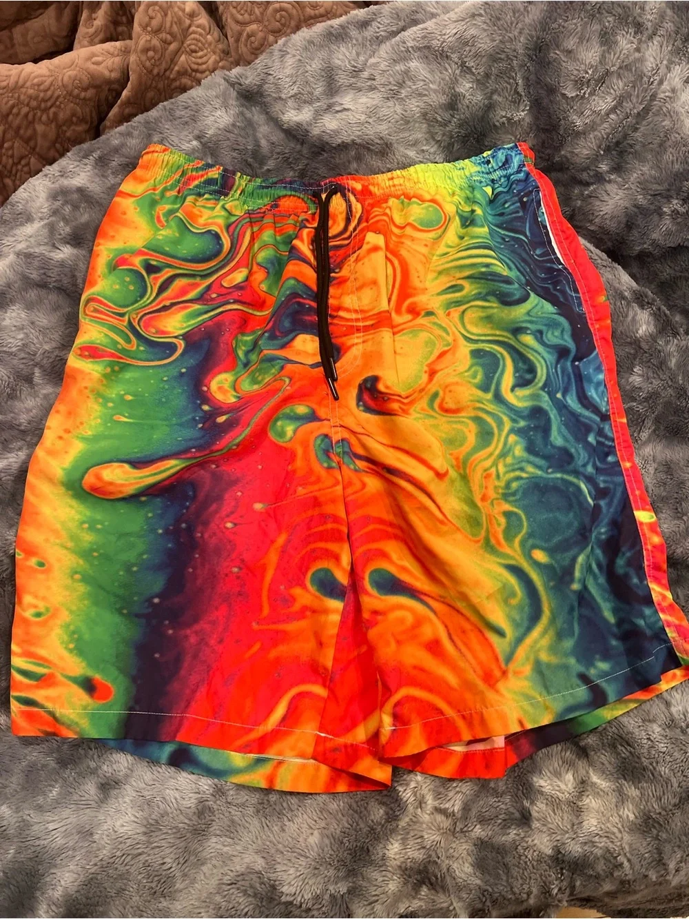 Men's Neon Swirl Board Shorts - Multicolor